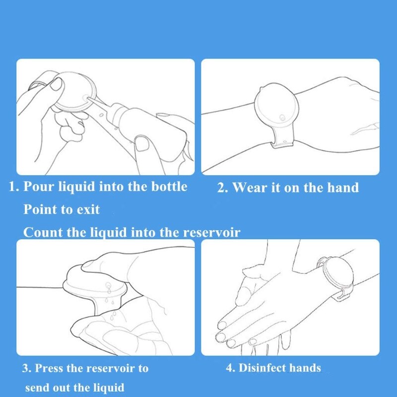 3Pcs Liquid Wristband Hand Dispenser Silicone Refillable Wristband for Adult Kid Wearable Dispenser Bracelet Bangles Kit