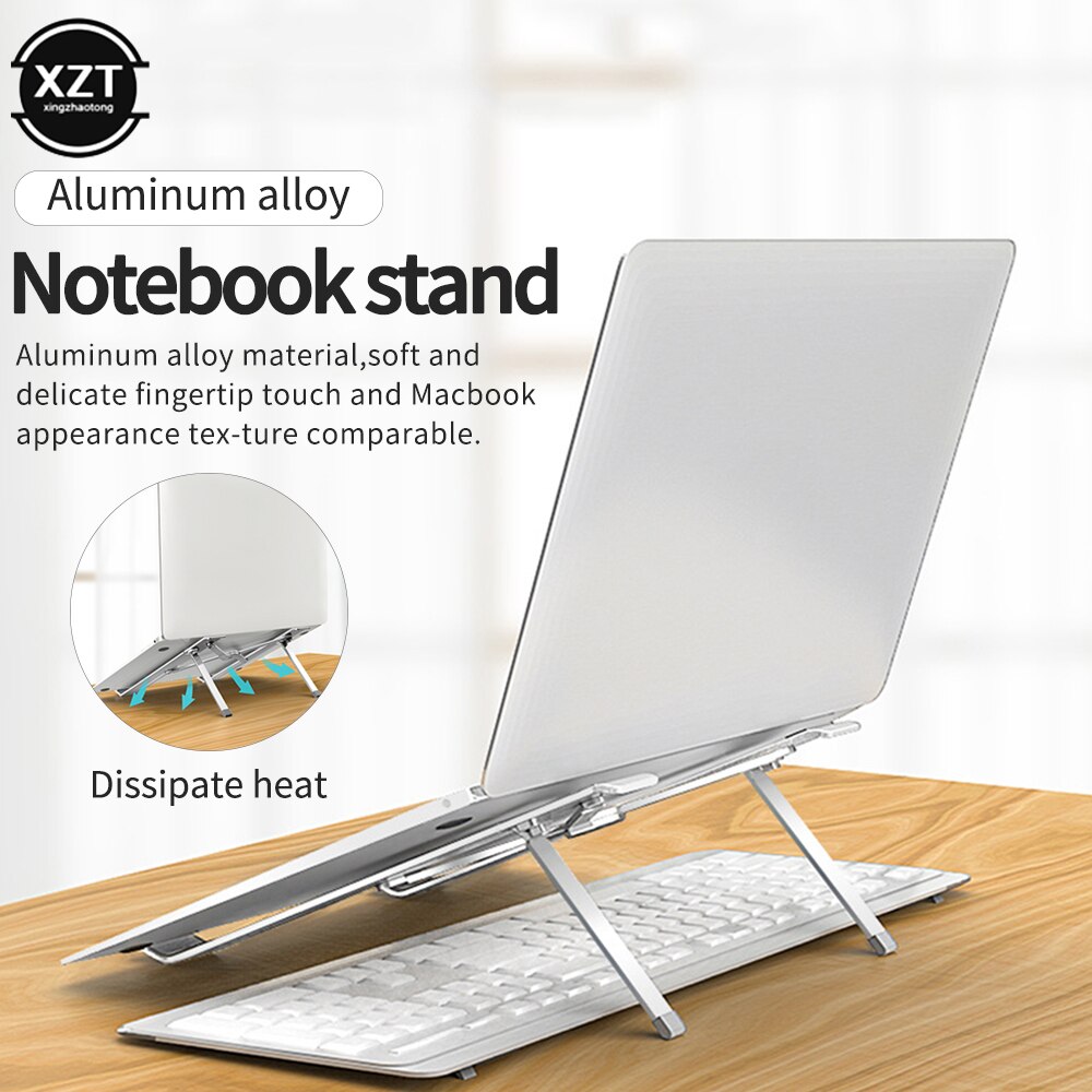 Bærbar stativ højdejusterbar aluminium bærbar stigeholder bærbar ergonomisk notesbog  to 17 tommer til macbook air pro