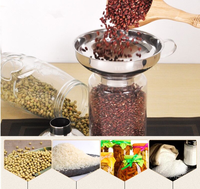 Stainless Steel Wide Mouth Funnel Canning Hopper Filter Food Pickles Jam Funnel Kitchen Gadgets Cooking Tools