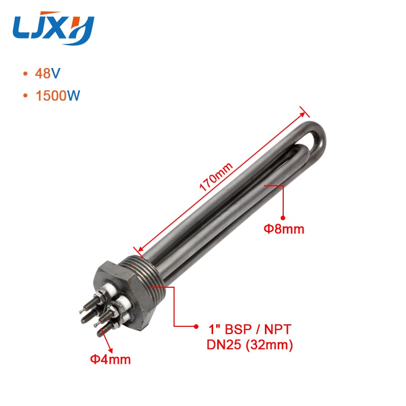 LJXH 48V 1500W Submersible Immersion Water Heater 1''NPT/BSP Flange Solar Energy Heating Element