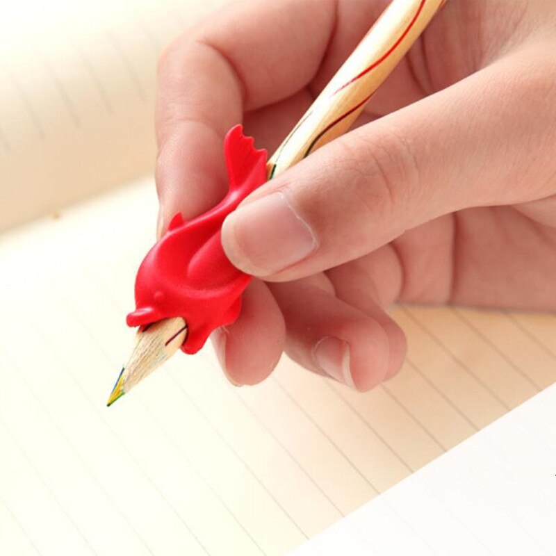 5pcs/lot Cute Wobi Kawaii Silicone Pencil Grip Fish Pencil Holder For Kids Writing Posture Correction School Supplies