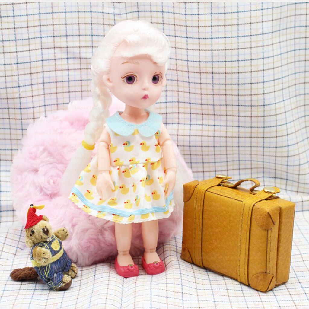 1/6 Classic Doll Dollhouse Miniature Toy PU Leather Trunk Box Suitcase Luggage Traveling Case