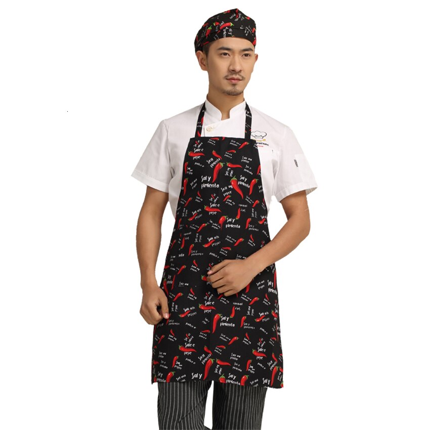 6Color uniforme de Chef delantal de cocina ropa para camarera ropa de cocinero cuello colgante largo delantal Chef traje de trabajo de los hombres de servicio de alimentos