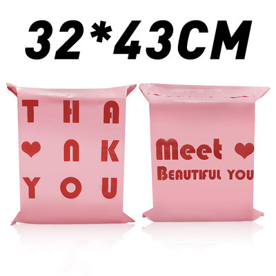 100 pezzi verde nuovo materiale Mailer spessa borsa espressa rosa lettera spedizione imballaggio sacchetto corriere poli sacchetto di trasporto posta di plastica: pink  32x43cm