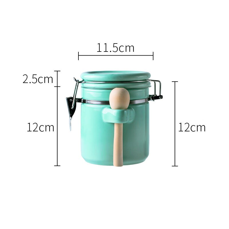 Keramik Verschlossenen Dosen Mit Deckel Löffel Solide Tee Kaffee Lebensmittel Lagerung Panzer Manuelle Stil Küche Lagerung Glasglas Dekorative Können ZL341: Blau M