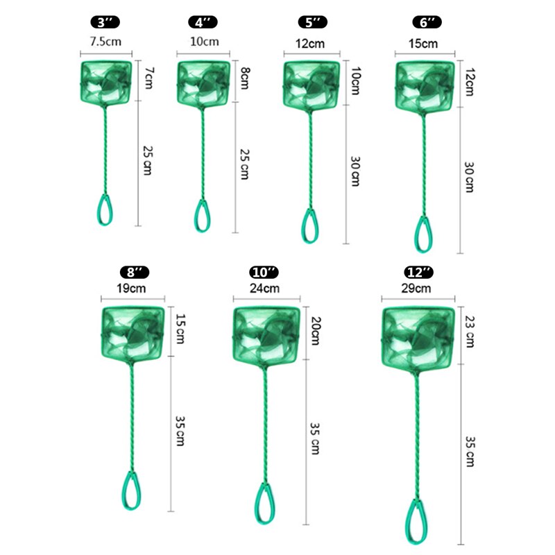 Aquarium Net Fish Tank Net Round Square Fish Fishing Aquarium Copy Net Aquarium Accessories Fishing Net Green