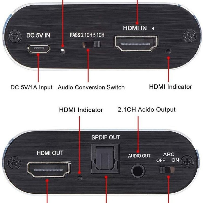 4K HDMI Audio Extractor 5.1 extractor HDMI-compatible splitter HD To Audio Extractor Optical TOSLINK SPDIF