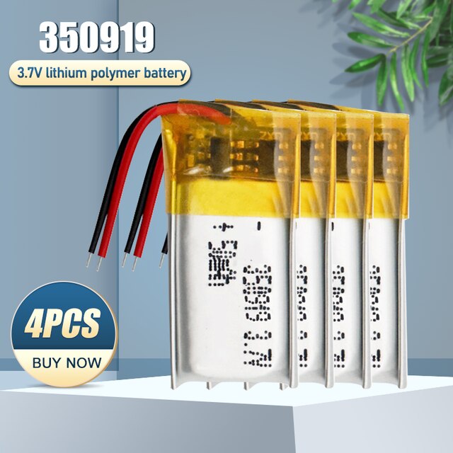 350919 3.7V 50Mah Oplaadbare Lithium Polymeer Li-Po Batterij Voor MP3 MP4 MP5 Dvd Led Bluetooth Oortelefoon speaker Massage Speelgoed Fan: 4PCS