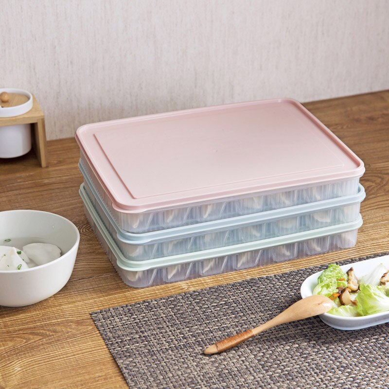 1Pcs Plastic Dumpling Box Frozen Fresh Storage Box Frozen Fresh Crisp Independent Sub-Grid To Avoid Adhesion Plastic Storage Box