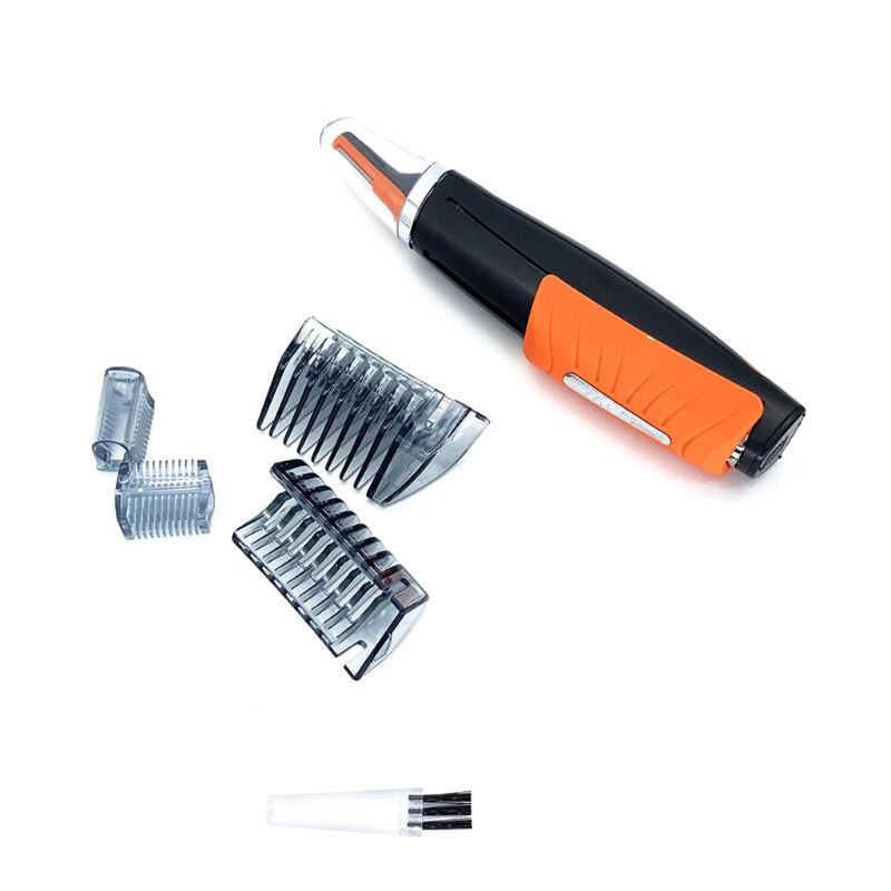 2 In 1 Elektrische Neus Oor Trimmer Mannen Haar Remover Switchblade Voor Ontharing Wenkbrauw Oranje