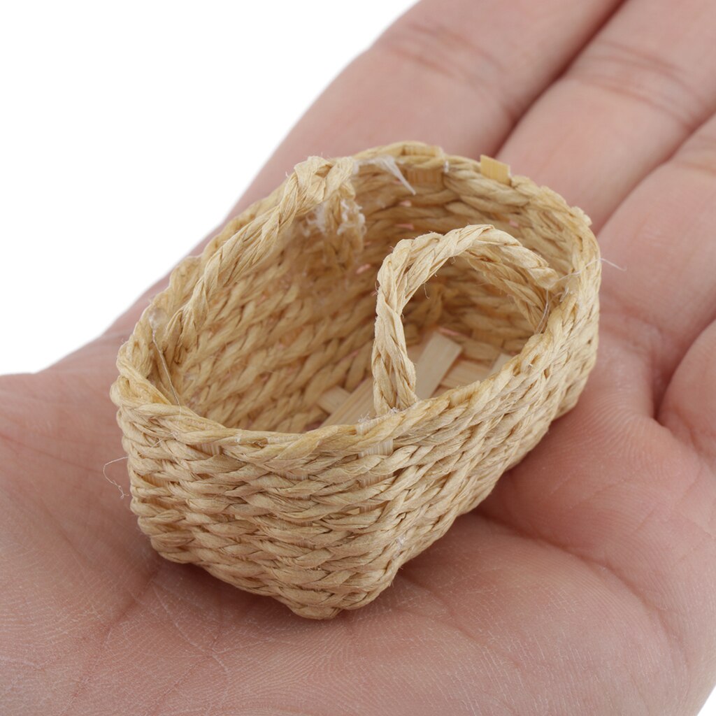 1/12 Dollhouse Miniatuur Geweven Bamboe Manden Mini Bamboe Poppenhuis Miniatuur Mand Pop Huis Kamers Items Decor