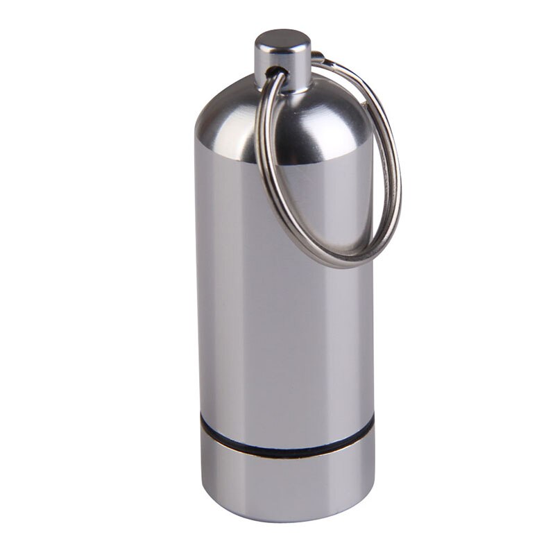 Aluminium Legering Kan Fles Draagbare Waterdichte Aluminium Pillendoosje Zaak Fles Drug Holder Container Sleutelhanger Aa: Sliver