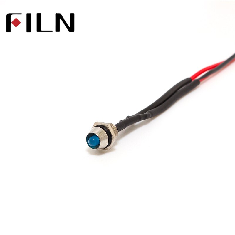filn 6mm lamp holder 3v 5v 6v 12v 24v mini LED indicator light with 20cm cable