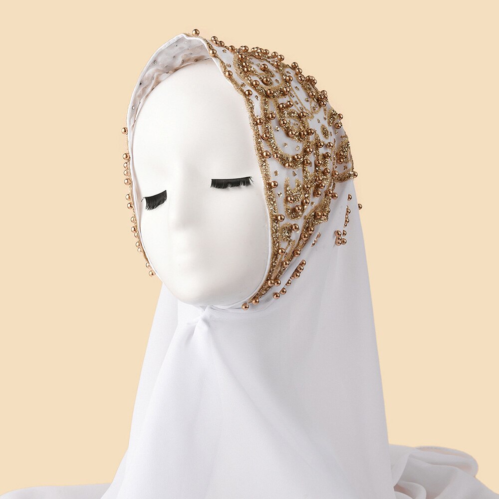 Ramadan Muslimischen Hijab Mit Strass Chiffon Schals Für Frauen Islam Kleidung Kopftücher Mit Stein Schal Damen Schleier: 08