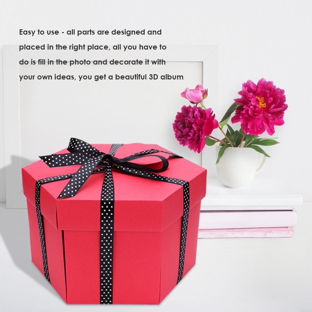 Caja Hexagonal sorpresa DIY para álbumes de fotos, álbum de recortes, aniversario, de Navidad, personalización de fotos