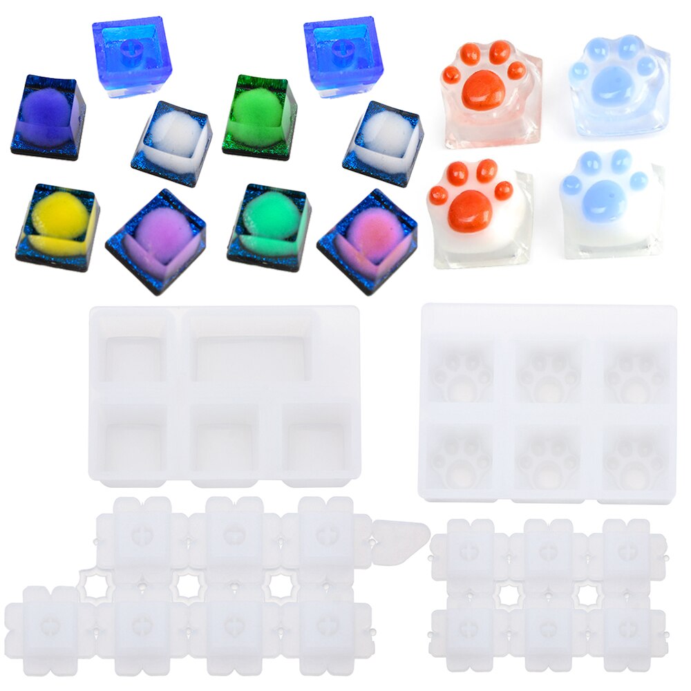 Mechanical Gaming Pet Paw Shap Key Cap Mold Computer Gamer Keycaps Crystal Silicone Molds UV Epoxy Resin Handmade Making Tools