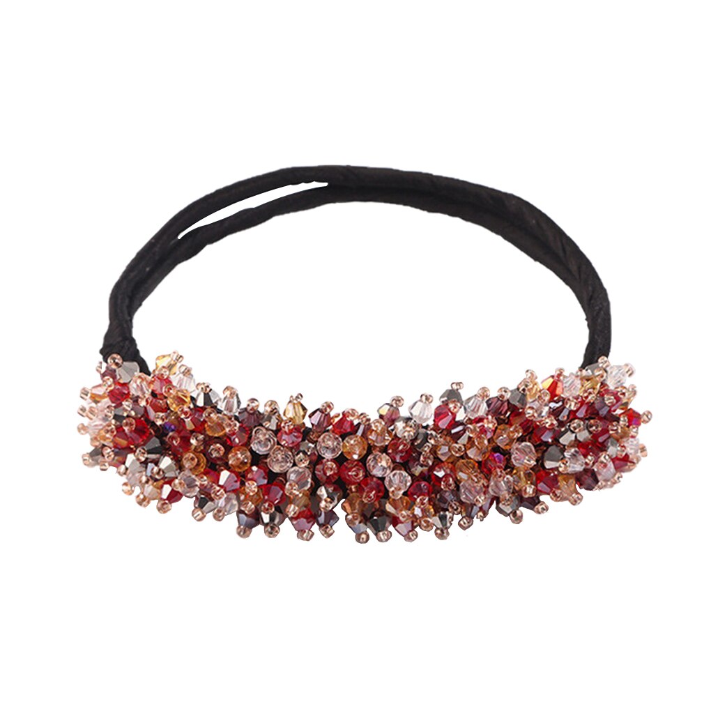 Hoofdbanden met kristallen steentjes, kralen, brede haarbanden, imitatie diamant, verfraaid haar, hoepel, feest, bruiloft, hoofddeksel, glitter, dikke gewatteerde haaraccessoires voor dames en meisjes, 2 stuks, zwart, wit
