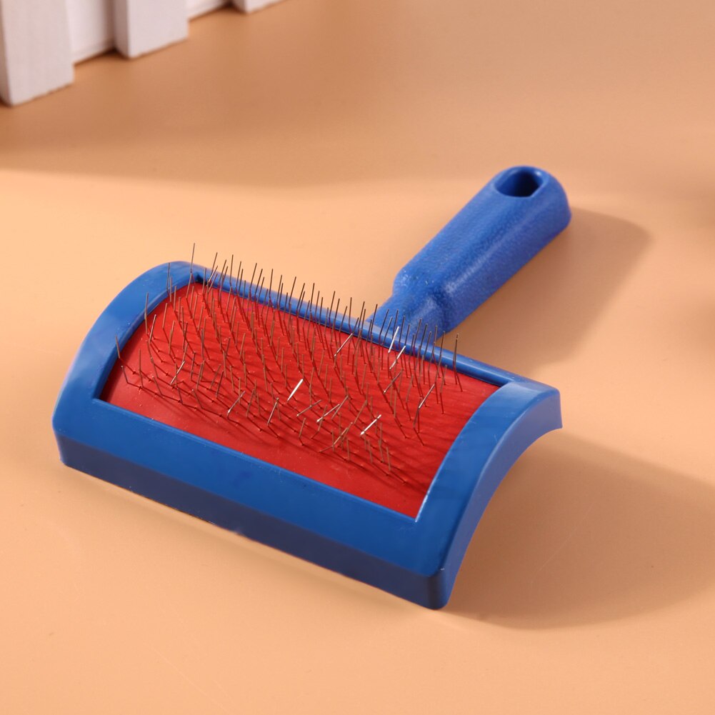 Profissional filhote de cachorro gato cão cabelo grooming slicker cão pente gilling escova de agulha de aço ferramenta limpa azul acessórios para animais estimação