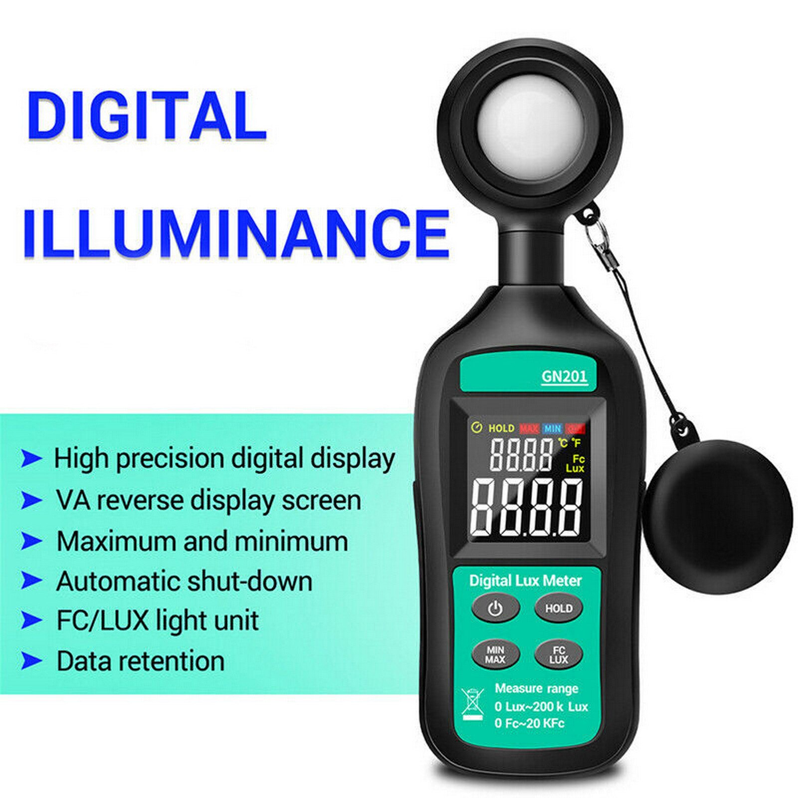 Lux Meter Digital Luxmeter Luxometer LCD Light Meter Handheld Split Type Illumination Photometer