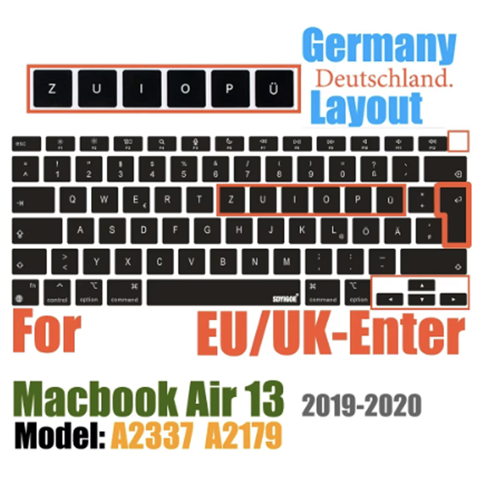 German Laptop Silicone Cover Laptop cover For macbook air 13 pro15 touchbar 11" Keyboard cover Dust-proof silicone keyboard case: Air13 M1 A2337