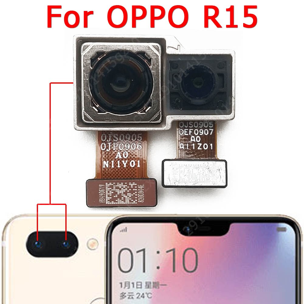 Original Rear Camera For OPPO R15 Back View Main Big Backside Camera Module Flex Cable Replacement Repair Spare Parts