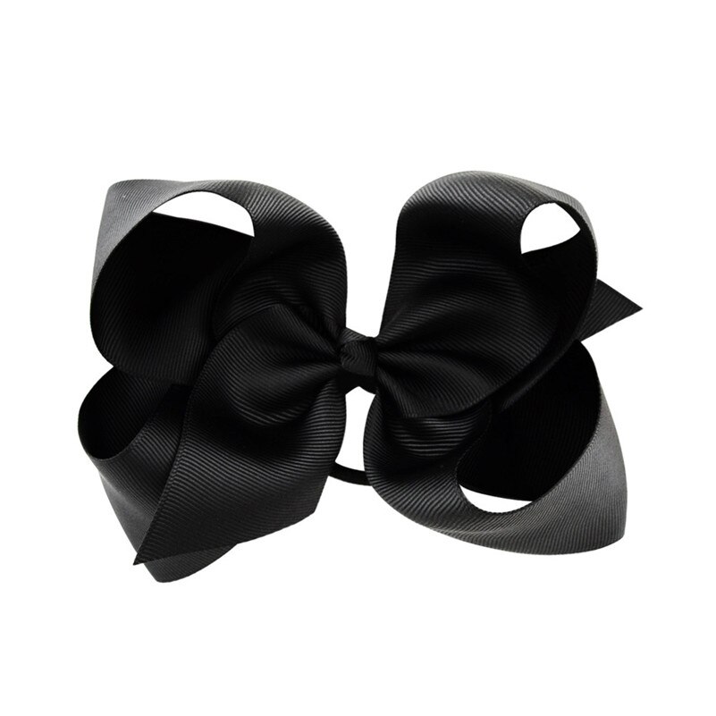 Lazos para el pelo de Color sólido de 6 pulgadas, gomas elásticas para el pelo, coleteros de goma para niña, accesorios para el cabello: Negro