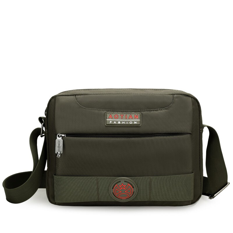 AOTIAN, , bolsos de mensajero para hombres, mochilas escolares de Nylon, bolso cruzado de oxford para viajes, bolsas de negocios: Verde militar