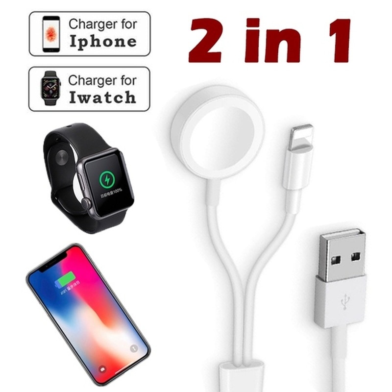 2 In 1 Usb Smart Magnetische Draadloze Oplader Voor Apple Horloge Serie 5 4 3 2 Applewatch 1.2M Opladen kabel Voor Iphone 11 Pro Max X