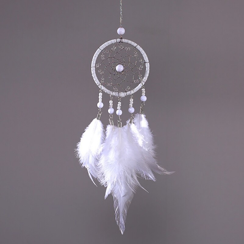 Campanas de viento coche colgante hogar Decoración de pared colgante atrapasueños Mini atrapasueños rosa/blanco/gris atrapasueños