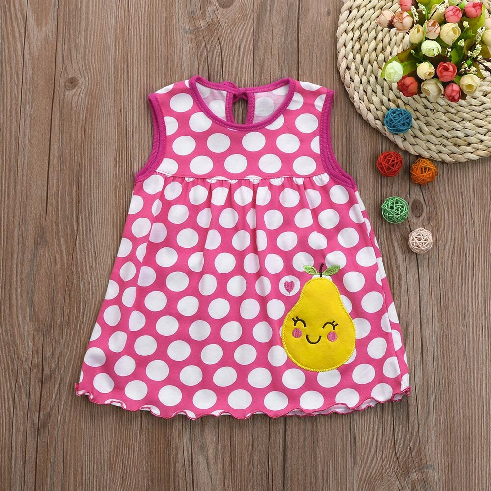 Summer Girls Dress Toddler Cute Baby Cotton Flower Children Dot Tees T-Shirt Vest Sleeveless Girls Casual Kids Clothes