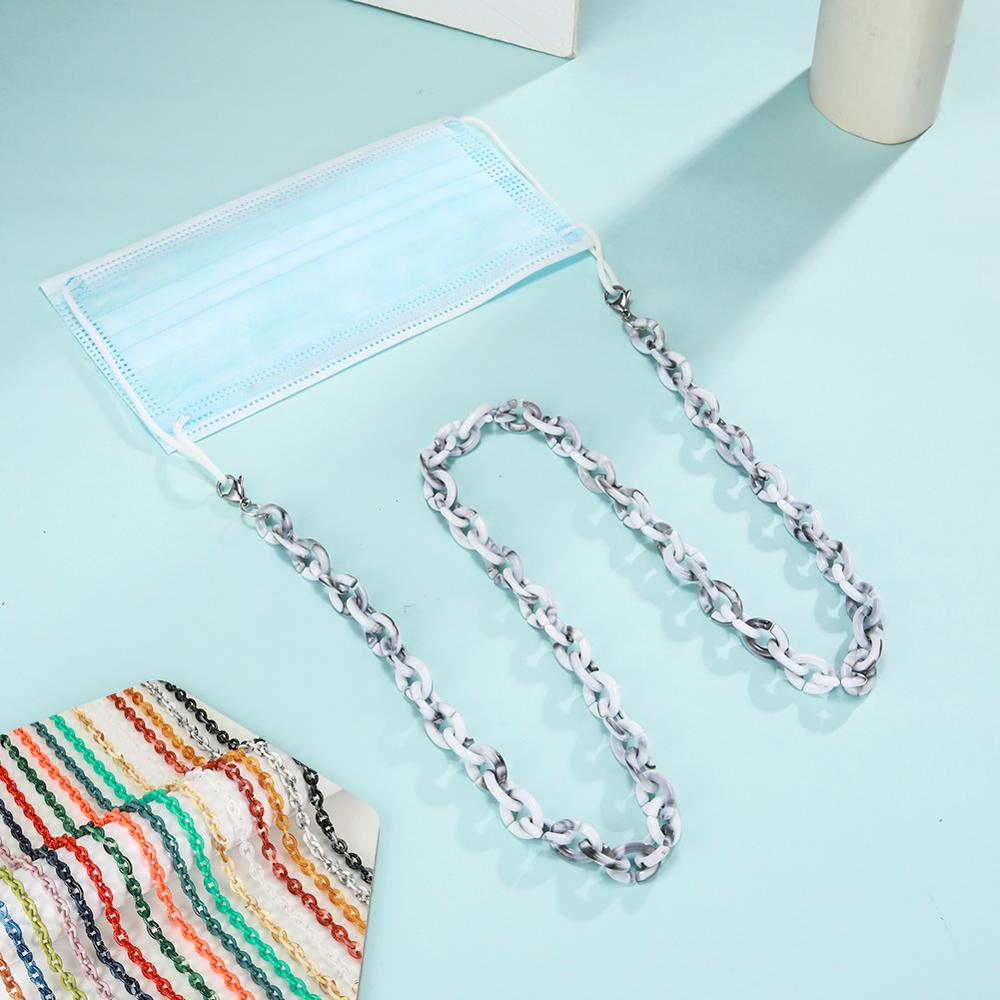 Teamer Cadena de soporte para mascarillas faciales para mujer, collar decorativo de que sujeta tu máscara alrededor de tu cuello, cadena de gafas acrílicas