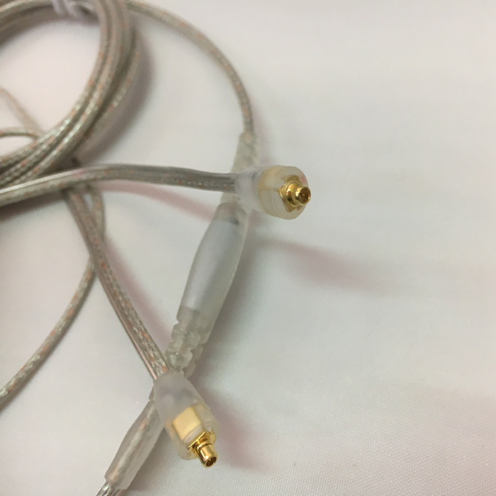 Voor Shure SE215 SE315 SE425 SE535 Oortelefoon Accessoires 1.6M Clear Dual-exit Afneembare Audio Kabel 3.5mm vergulde Hoek Plug