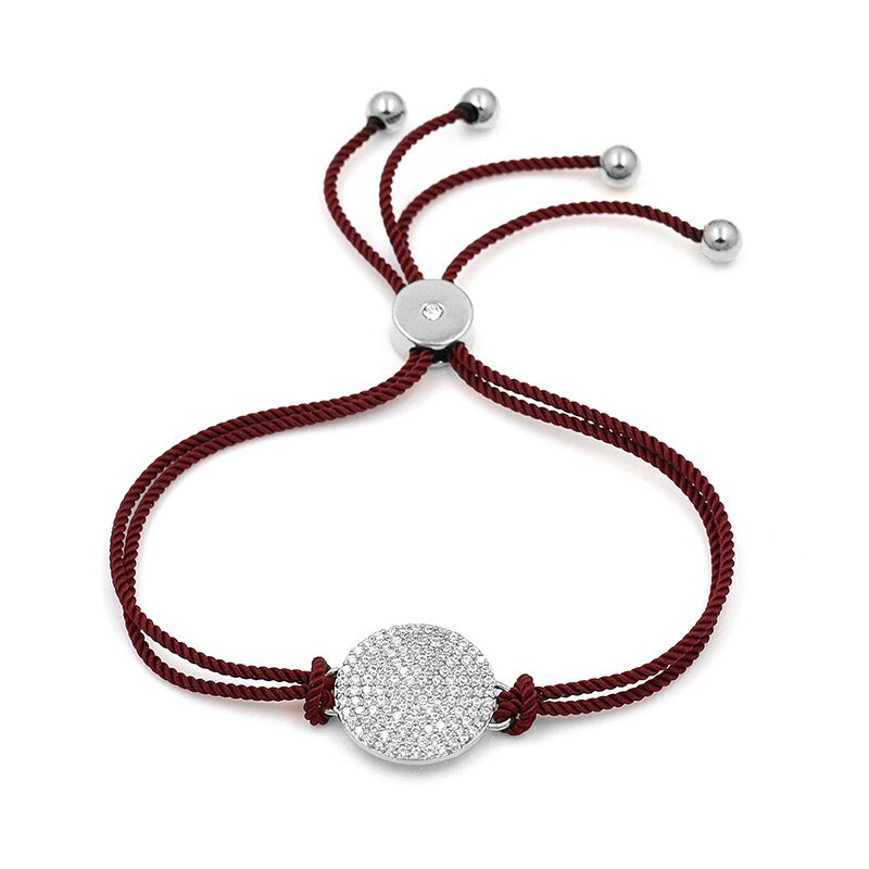 WEIMANJINGDIAN Rope Chain Cubic Zirconia Pave Round Bracelets with Adjustable Slide Lock for Men or Women in Various Colors: fuchsia and silver