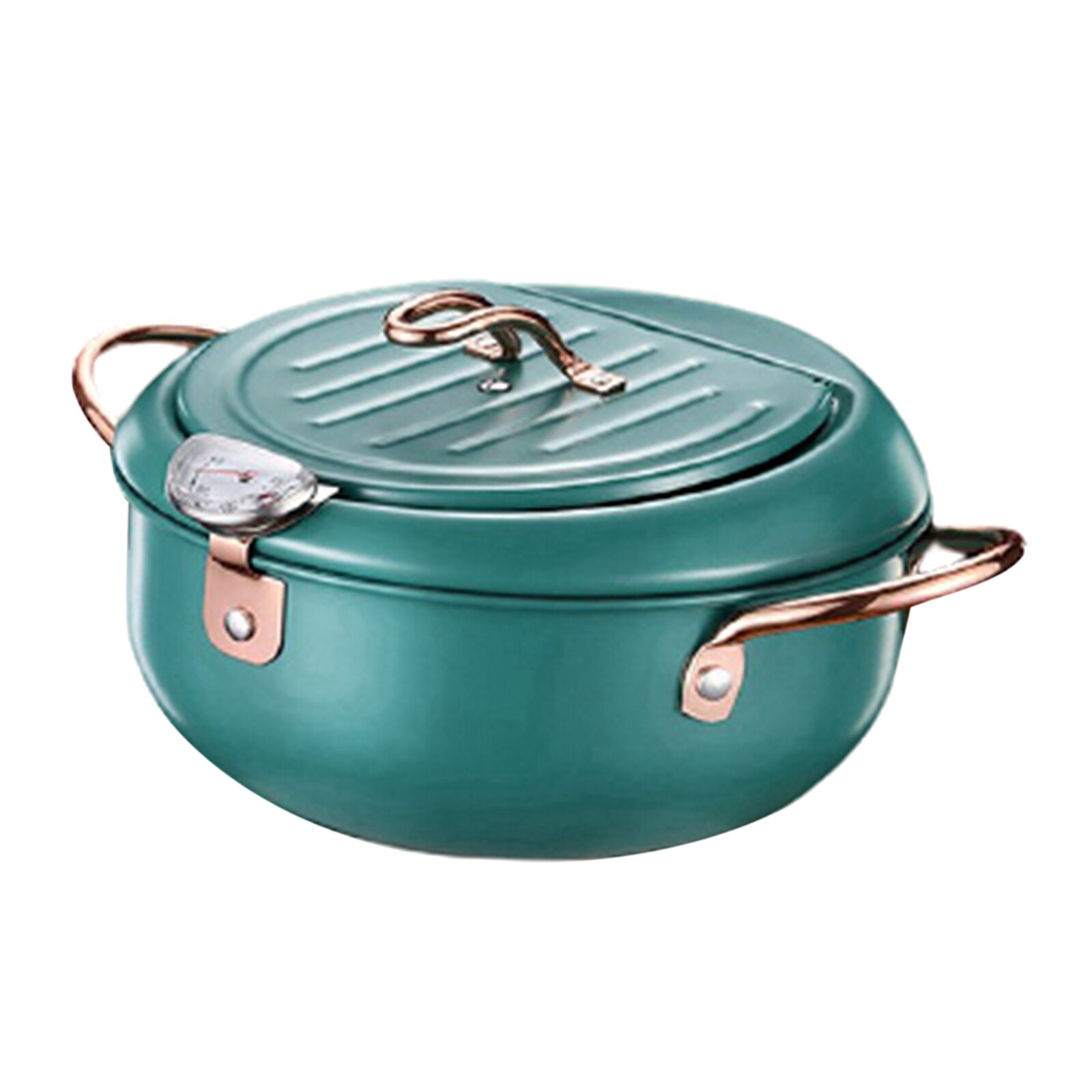 Japanese Deep Frying Pot with a Thermometer and a Lid Stainless Steel Kitchen Tempura Fryer Pan 20.5 cm