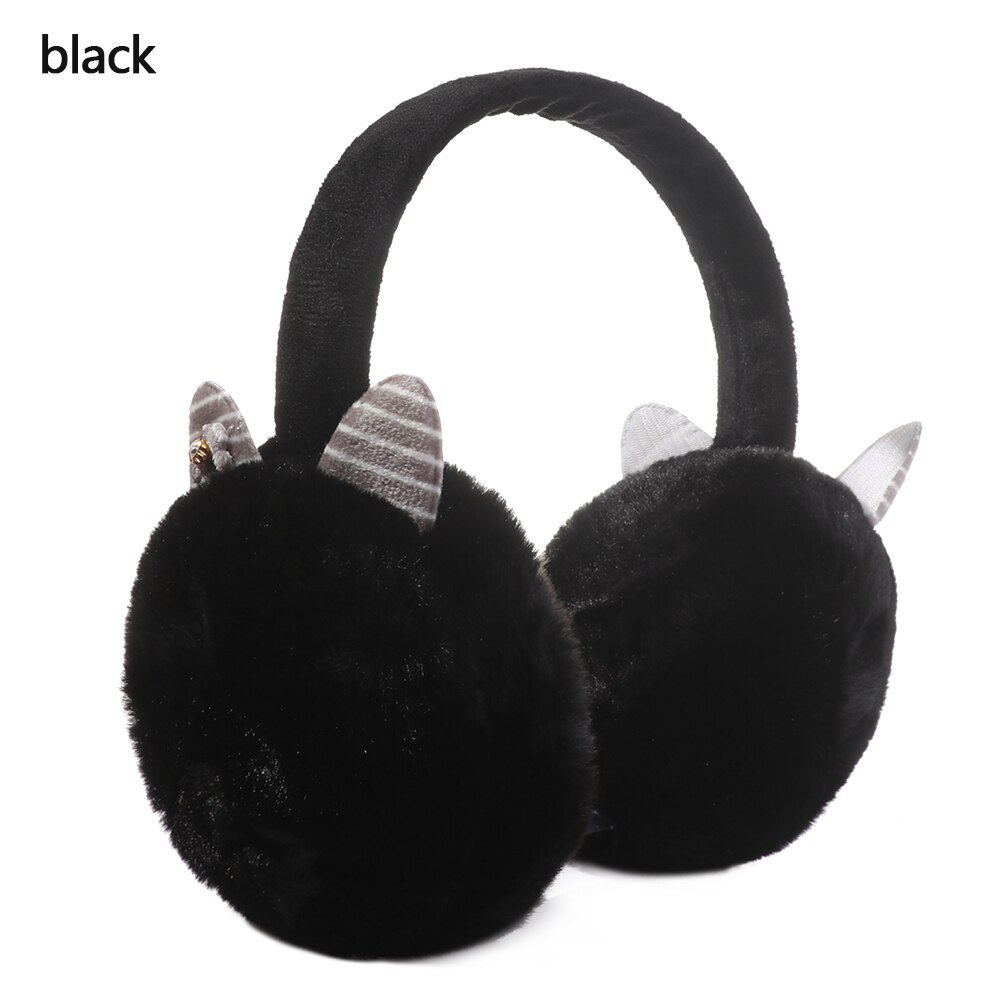 Winter Autumn Warm Faux Fur Earmuffs Cute Cat Ear Earflap Plush Earmuff for Girls Ladies Women Hairbands Ear Muffs: black