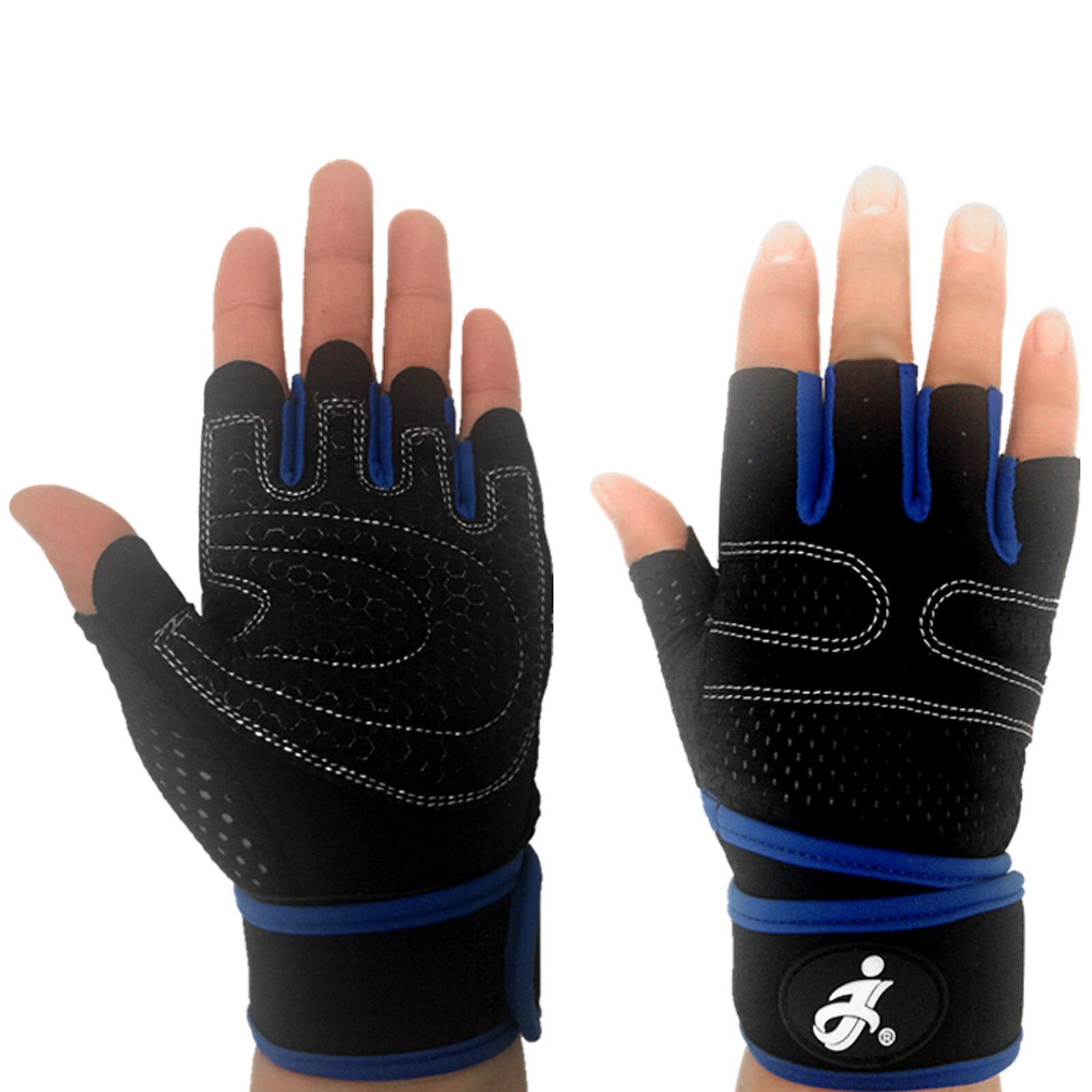 Traspirante Guanti Per Fitness In Silicone di Palma Hollow Torna Palestra Guanti Guanti di Sollevamento Pesi Allenamento Manubrio Crossfit Bodybuilding Guanti: Blu / M.