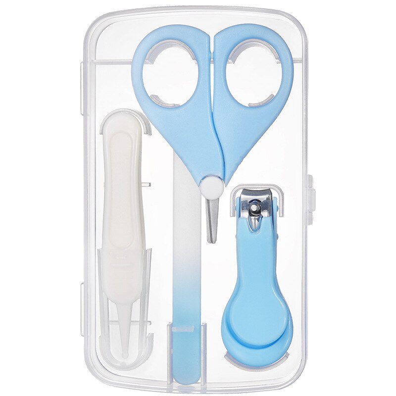 Ciseaux à ongles pour bébé 4 pièces/ensembles | Tondeuse de soins de sécurité pour enfants, soins -né, nettoyage manucure nez: Blue