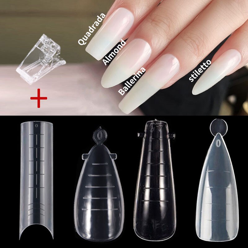 Poly negle gel hurtig byggeform spidser dobbelt negle form kiste negle klare ballerina finger extension nail art uv builder værktøjer
