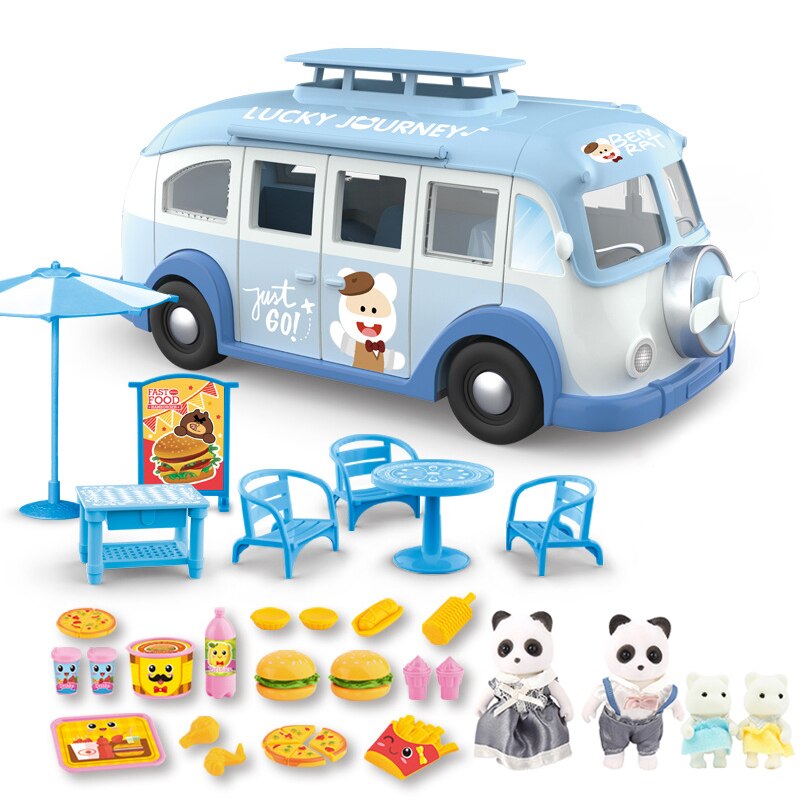 Per bambini di Simulazione Giocattolo Gioco di Casa di Famiglia del Coniglio Crema di Ghiaccio di Campeggio Per Bambini Auto RV Gioco di Casa Picnic Auto Di Compleanno regalo: 8801-2-G04