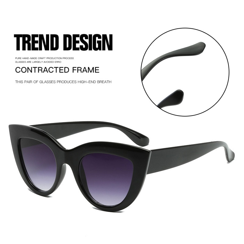 Gafas de sol negras clásicas de ojo de gato para mujer