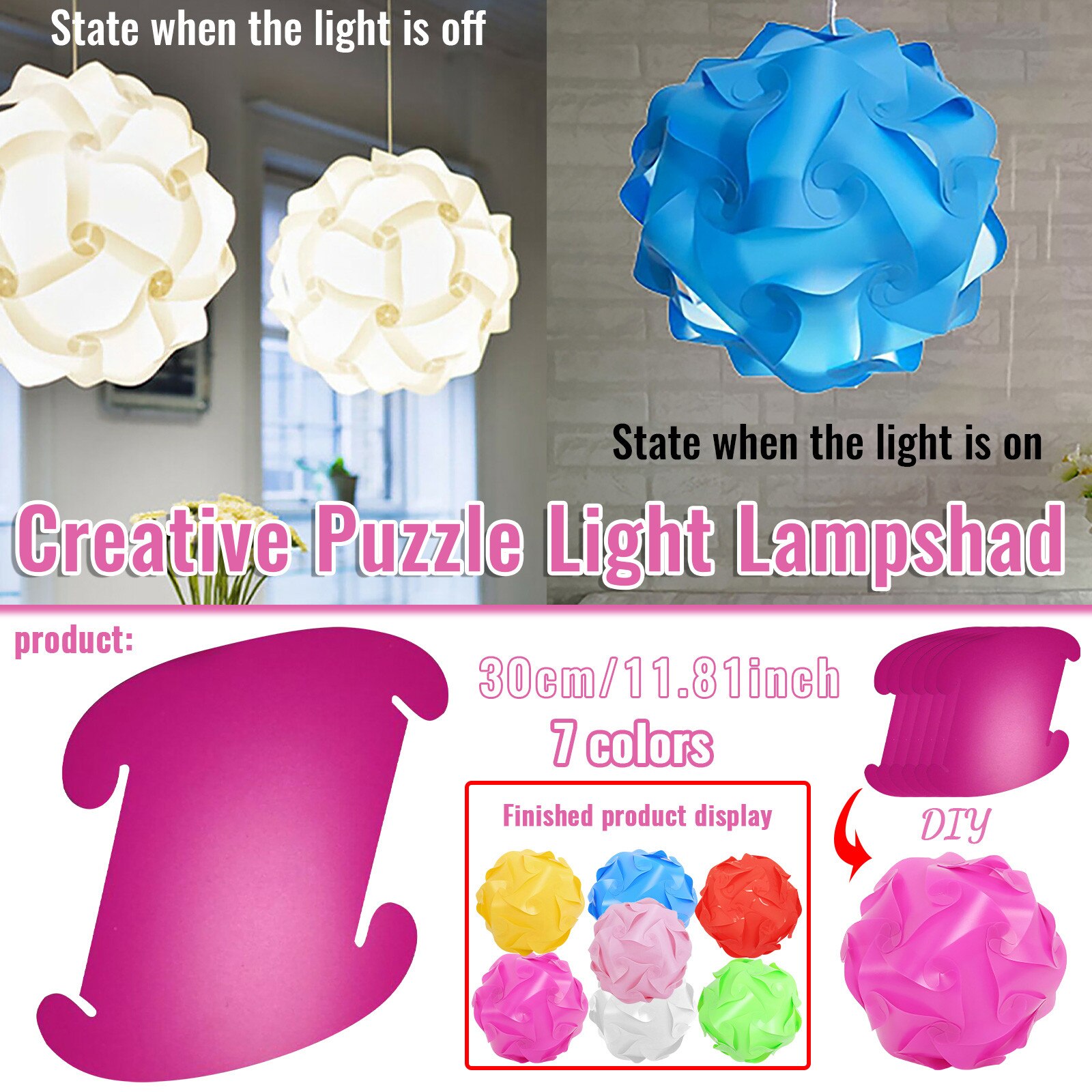 4# DIY Puzzle Lamp Shade Kit Decorative Protection Lampshade 30cm/11.8inch Modern Shades Bedroom Home Decoration Lamp Covers