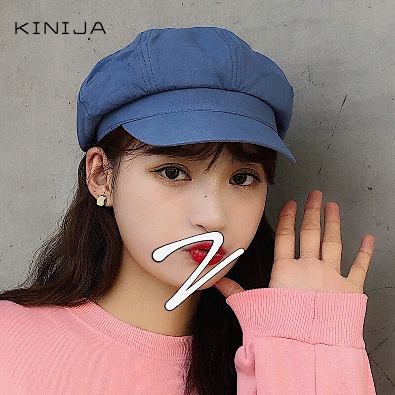 Kvinnlig platt basker vår höst tunn sektion söt åttakantig hatt söt shopping resor vild hatt målare hatt kvinnor tidningspojke keps