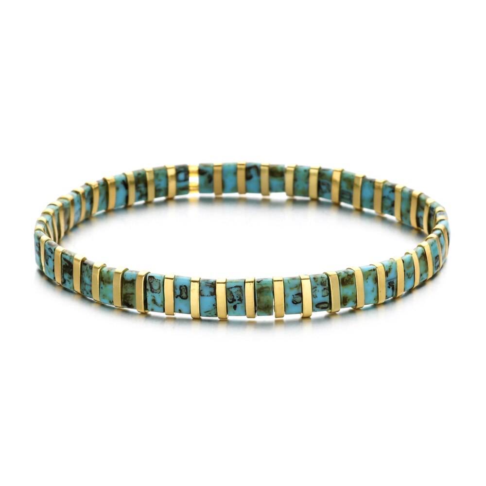 Smzy pulseira feminina com miçangas do arco-íris, artesanal e elástica, com pingentes da amizade, pulseira feminina