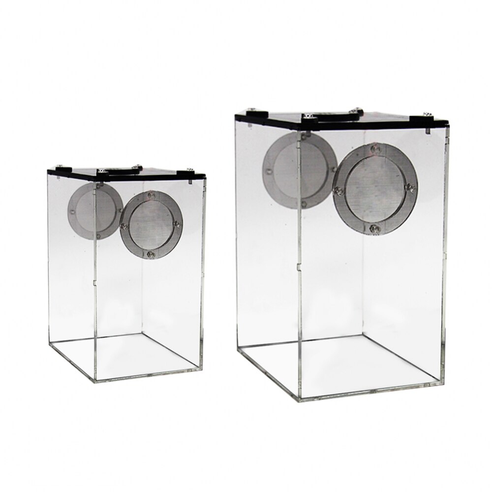 S/L Reptile Feeding Box Transparent Panorama Insect Breeding Box Snake Spider Lizard Breathable Reptile Breeding Container