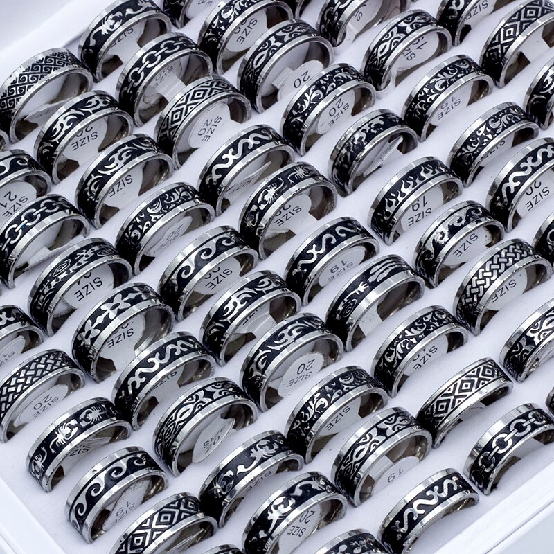 24 stuks/set gemengde roestvrijstalen ringen heren sieraden bohemian vintage grote punk ring voor feestjes