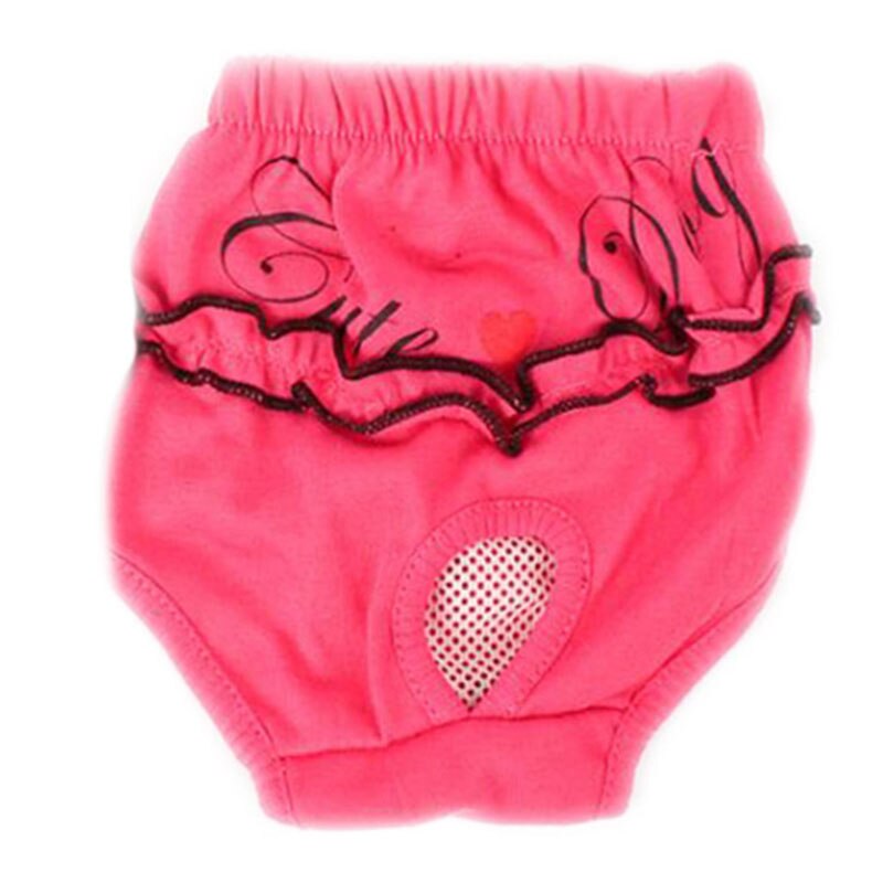 Hund fysiologiske bukser xs-l ble sanitær vaskbar kvindelig hund shorts trusser menstruation undertøj trusser doggyzstyle: Rosenrød / L