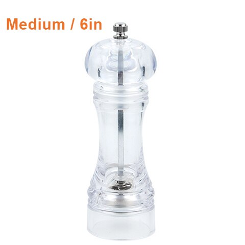 Molinillo acrílico de sal, pimienta, molinillo Manual de pimienta, molinillo para sal y especias, herramienta de molienda transparente, molinillo de pimienta para condimentos: Transparent - Medium