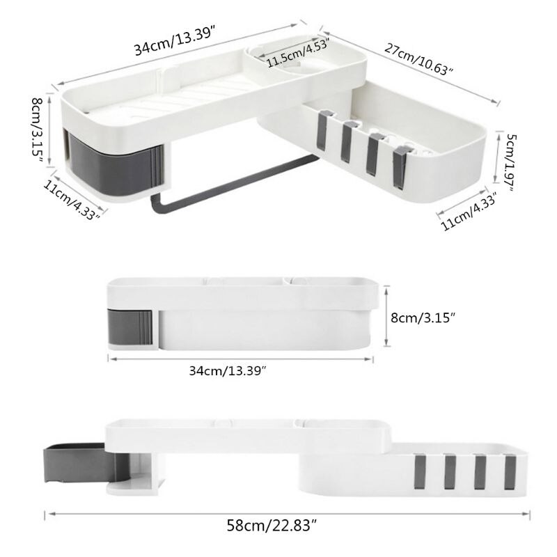 Kitchen Rotating Wall Shelves Bathroom Wall Mounted Hole Free Storage Rack