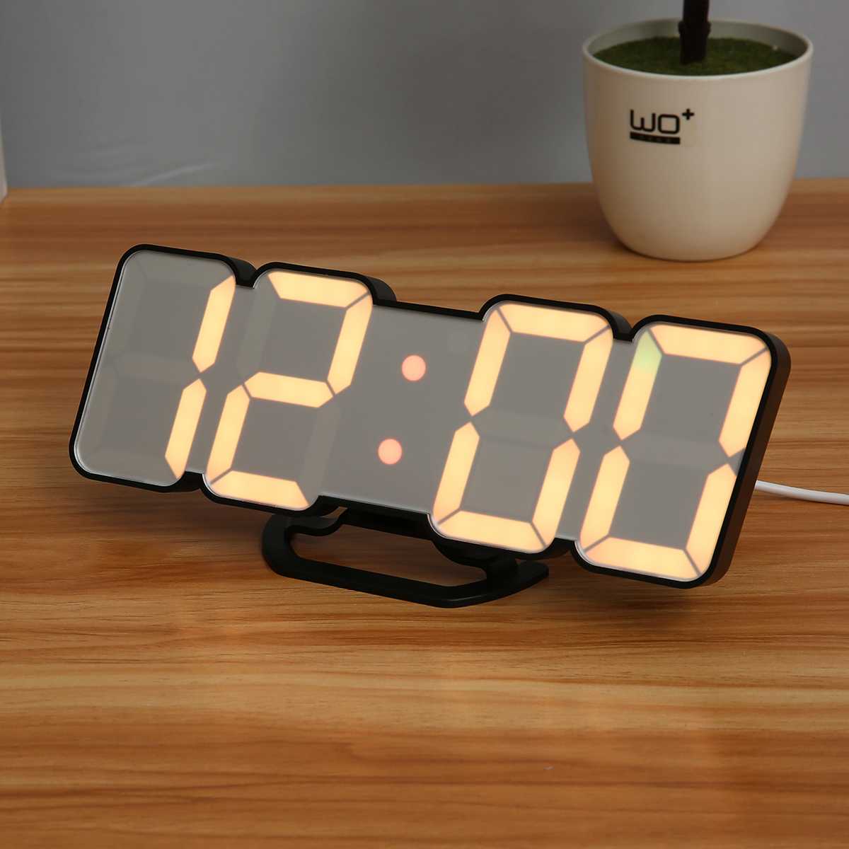 115 RGB Color 3D LED Digital Clock Wall Clock Snooze Desk Alarm Clocks 12/24 Hour Calendar Thermometer Voice Remote Controller