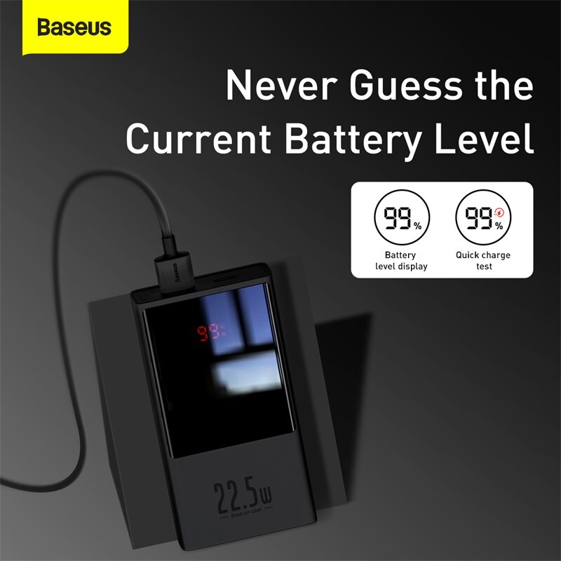 Baseus Mini Power Bank 10000Mah Snel Opladen Powerbank Digitale Display Draagbare Externe Batterij Oplader Voor Xiaomi Iphone